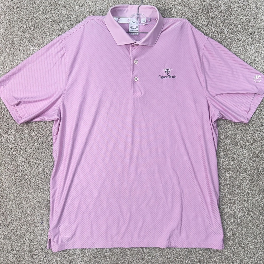 Puma Polo Men XL 623953-04 Pink Arnold Palmer Cypress Woods Golf EUC